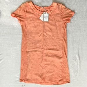 NWT 120% Lino Women's Relaxed Fit Orange Linen Short Sleeve Dress $325 : Small